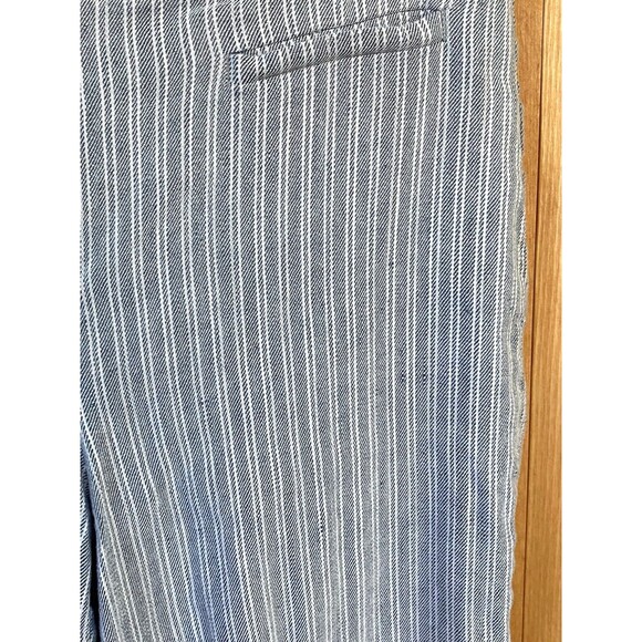 J Jill Women’s Linen Stretch Pants Size 10 Blue White Stripe Pull-On Lightweight - Picture 4 of 14